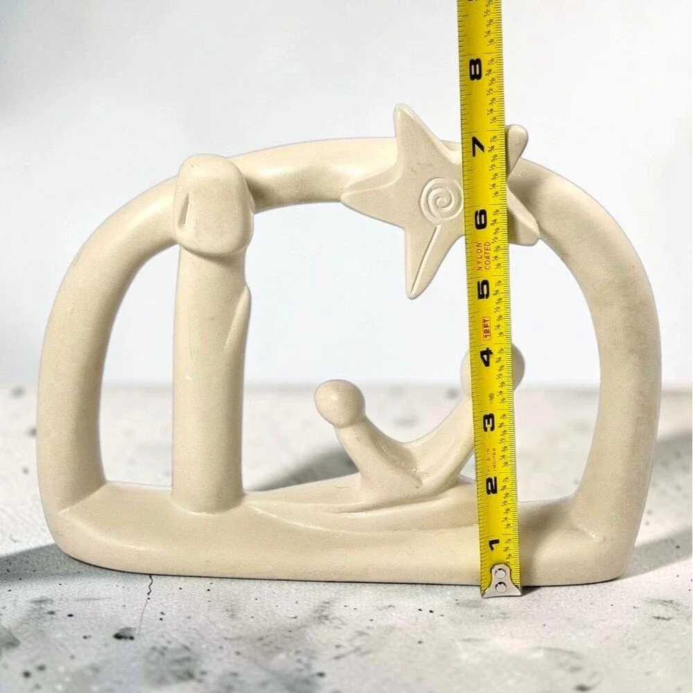 Hand Carved Kenyan Soapstone Nativity Scene Minimalist Modern Holy Family Christ